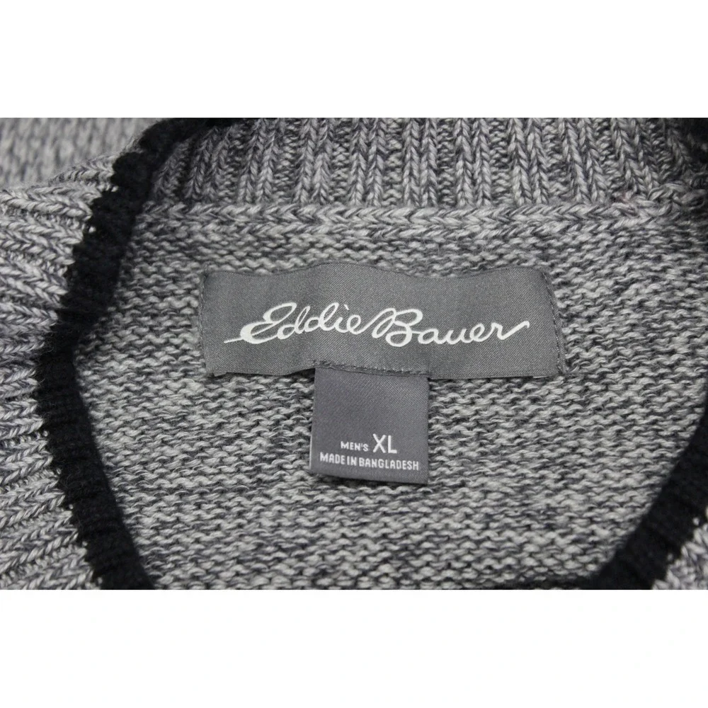 Eddie Bauer Crew‎ Neck Sweater Men's XL Heather Gray Tight Knit Casual - Picture 6 of 11